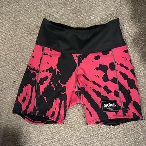 SOAS Women's Vibrant Pink and Black Bike Shorts